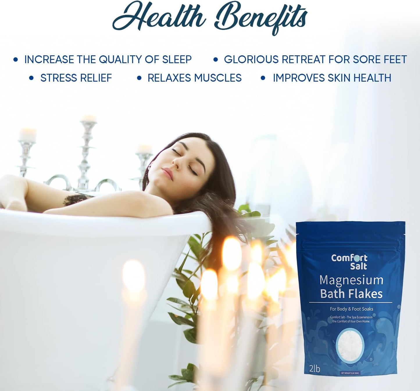 | Magnesium Bath Flakes | Soak for Relaxation, Recovery, & Wellness | 2 Pound Bag