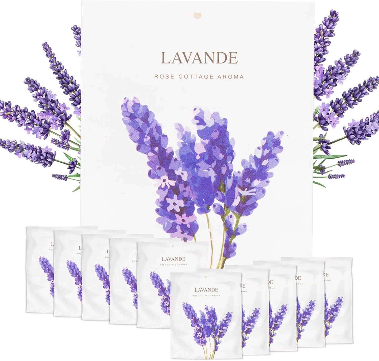 RAINFLOW Lavender Sachets for Drawers and Closets - 10 Pack Scented Sachet Bags for Clothes, Closet Freshener and Small Spaces Home Fragrance for Wardrobe, Car, Bedroom