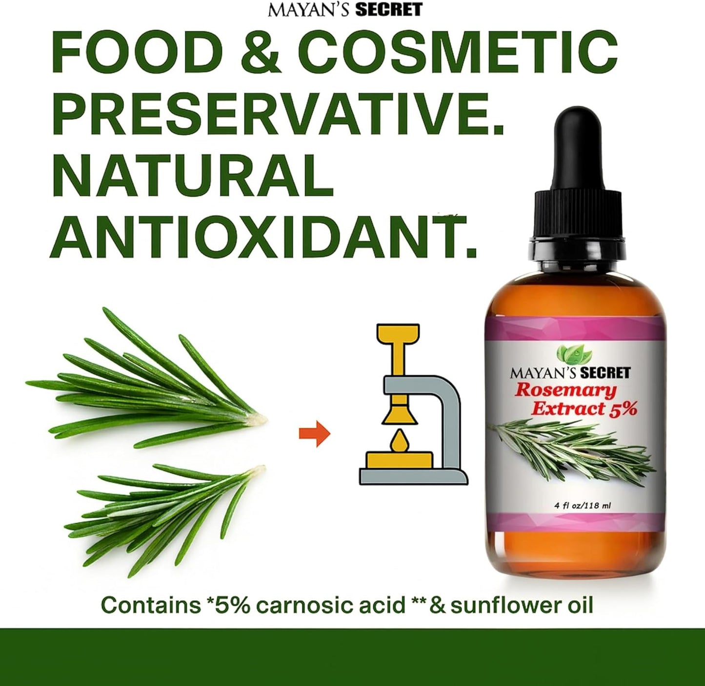Pure Carrier and Essential Oils for Skin Care, Hair, Body Moisturizer for Face-Anti Aging Skin Care (Rosemary Oil Extract Oil 5%, 4oz)