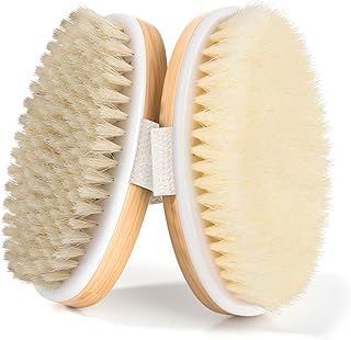 2 Pack Dry Brushing Body Brush, Natural and Soft Bristle Shower Brush for Body Cleaning, Exfoliating Bath Brush for Lymphatic Drainage Improve Circulation, Body Exfoliator Scrubber for Women Men