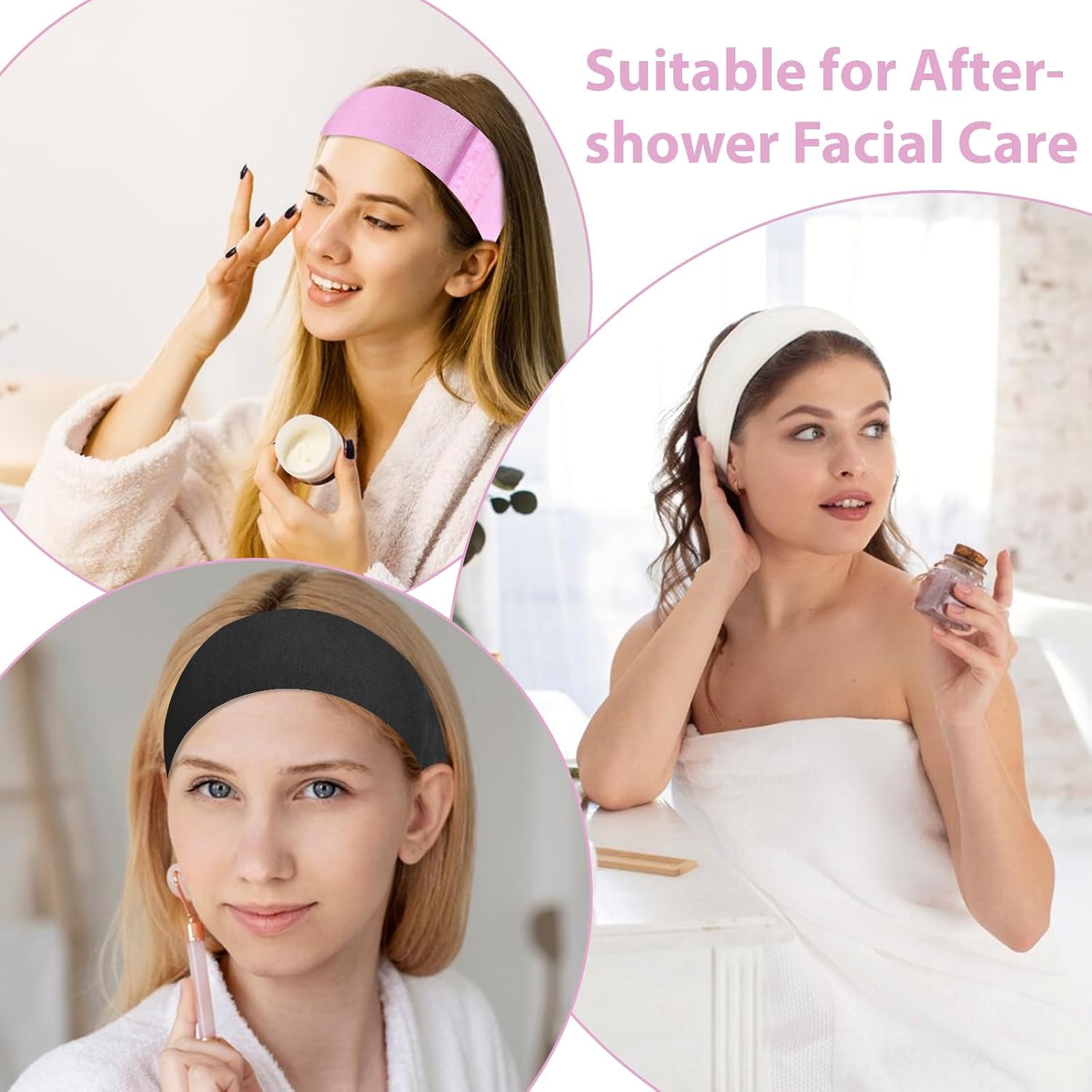 30Pcs Disposable Spa Facial Headbands, Non-Woven Stretch Disposable Headbands Soft SkinCare Facials Headwraps for Women Facial Washing Shower Sport Esthetician Adjustable Spa Headband