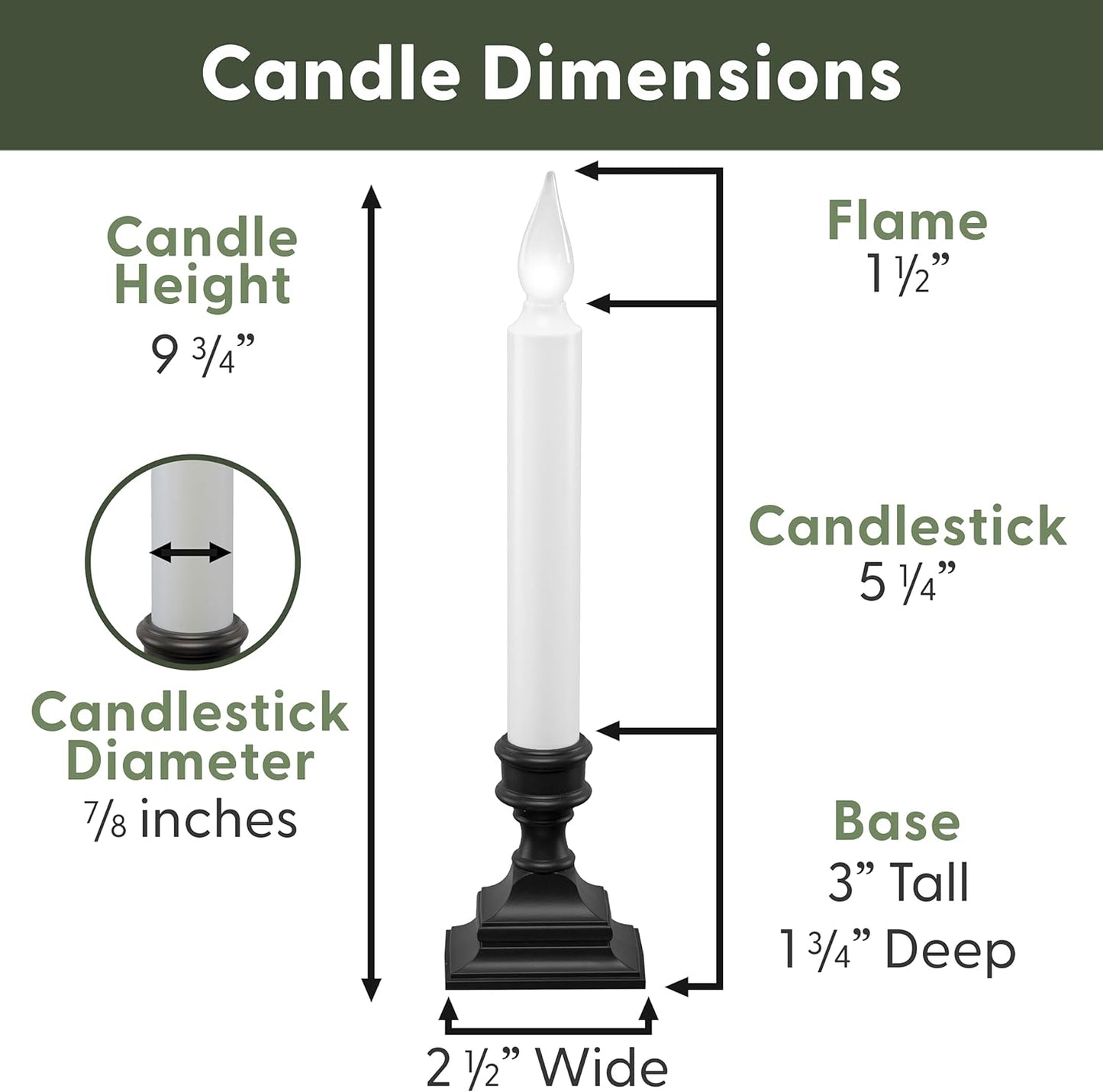612 Vermont LED Battery Operated Window Candles with Timer, Bright Hot Spot, VT-1506A-4 (Pack of 4, Antique Bronze)