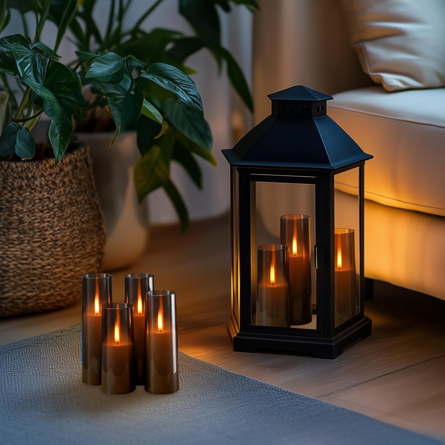 Homemory Grey Flameless LED Candles with Remote & Timer, Battery Operated, Fake Candles, Modern Home Decor, or Outdoor Events Set of 7