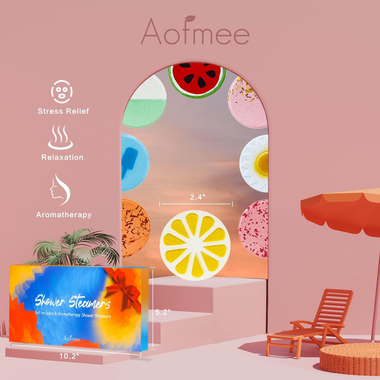 Aofmee Shower Steamers Aromatherapy - 8 Pack Shower Bombs Gift Set, Shower Tablets with Essential Oils for Relaxation, Valentines Day Gifts Self Care Gifts Spa Gifts Birthday Gifts for Women and Men