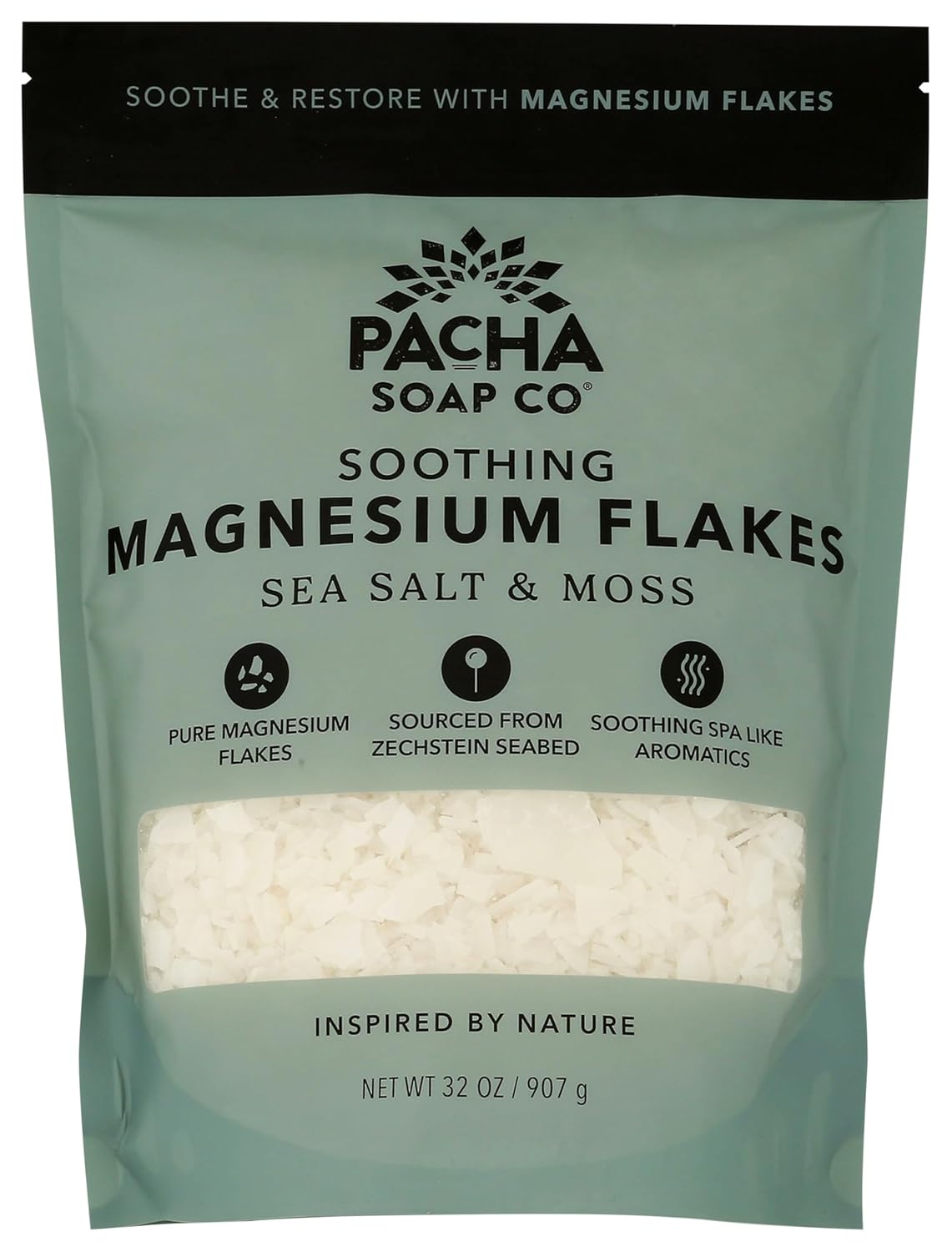 Pacha Soap Sea Salt & Moss Salt Soak Magnesium, 32 OZ