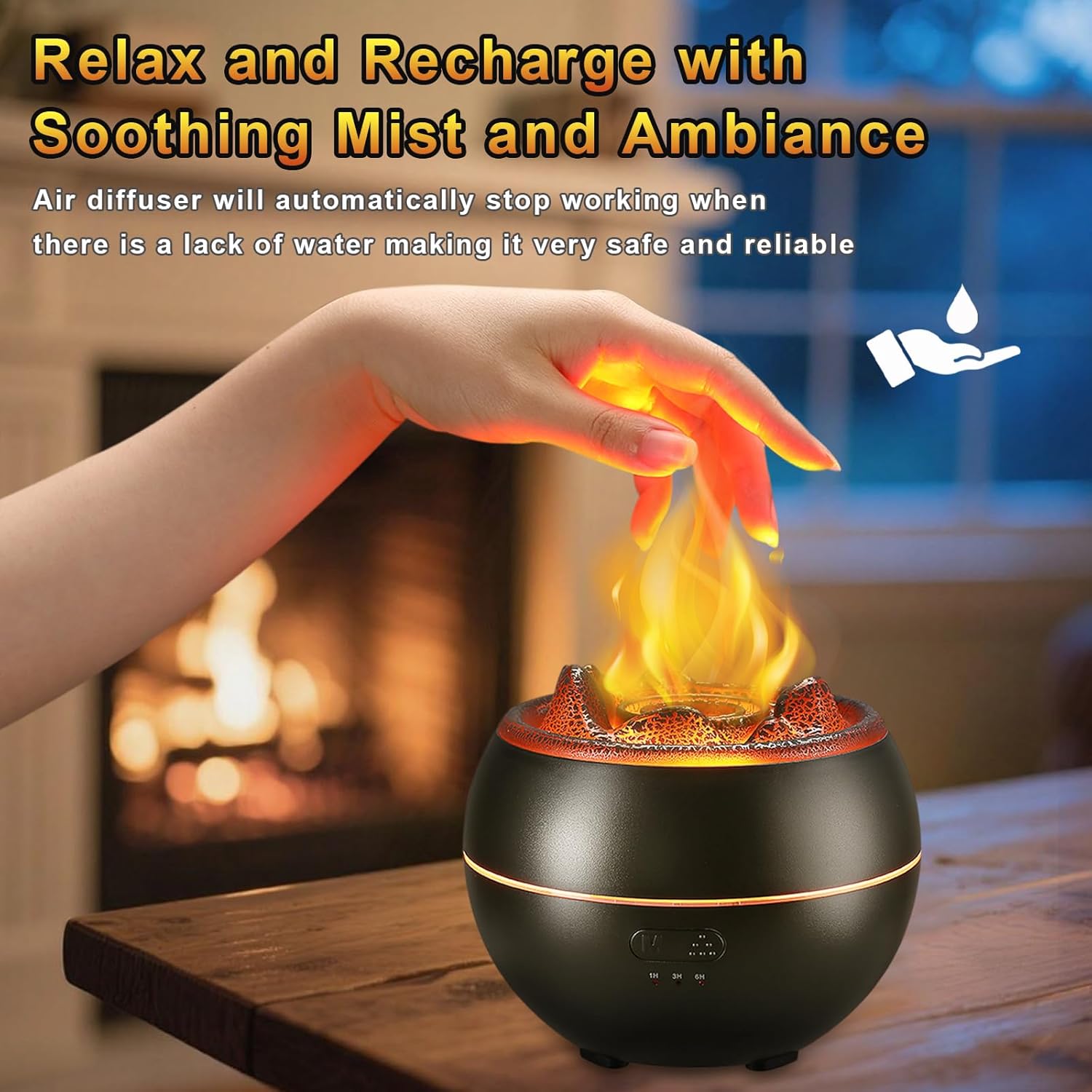 2 Pack Essential Oil Diffuser,Colorful Flame Air Aroma Diffuser Humidifier,Upgraded 7 Flame Colors Noiseless Essential Oil Diffuser for Home,Office,Yoga with Auto-Off Protection(360ml,Black)