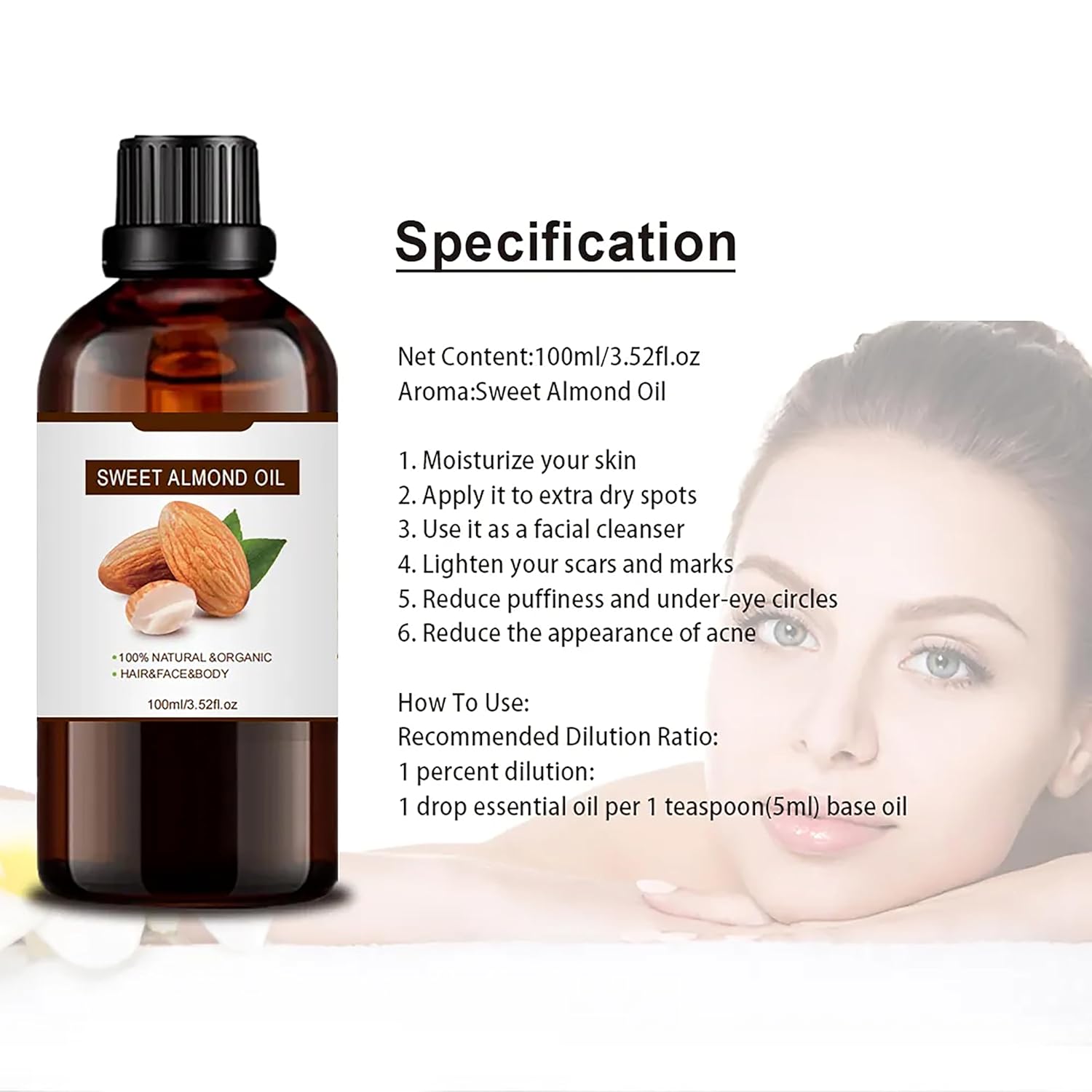 Apricot Kernel Oil for Hair Growth,Apricot Seed 100% Pure Natural Premium Organic,Cold-Pressed,Moisturizing,Sweet Almond Oil for Skin,Dry Damaged Hair Growth Essential Oil
