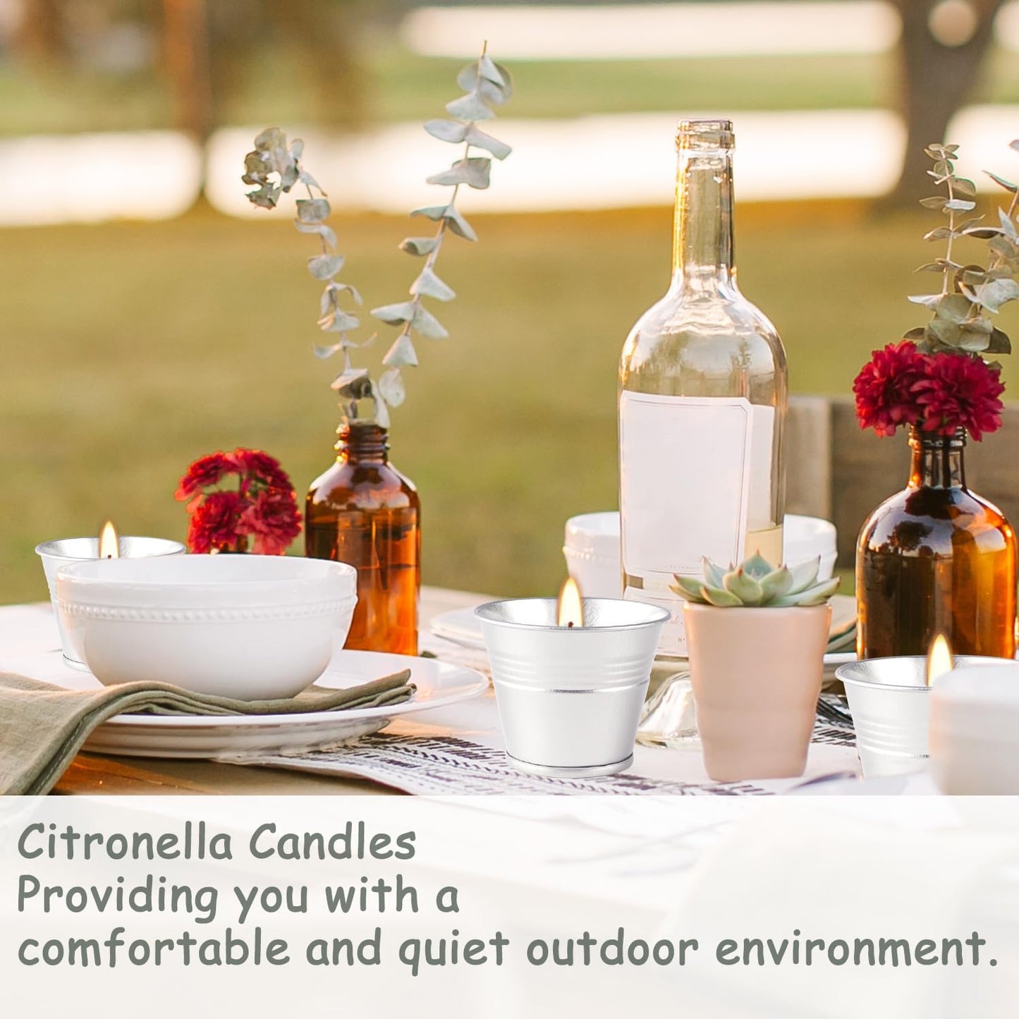 Outdoors Citronella Candles 32Pack - Garden Citronella Scented Candles, Long Burning, 2 oz Small Tin Candles Gift Sets for Home Patio Yard Indoors, Balcony, Camping BBQ & Summer Parties.