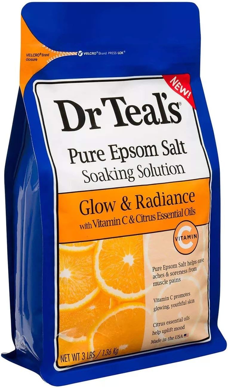 Dr Teal's Pure Epsom Salt Bath Variety Gift Set (2 Pack, 3lb Ea.) - Relax & Relief Eucalyptus & Spearmint, Glow & Radiance Vitamin C & Citrus - Essential Oils Soothe the Mind, Alleviated Daily Stress