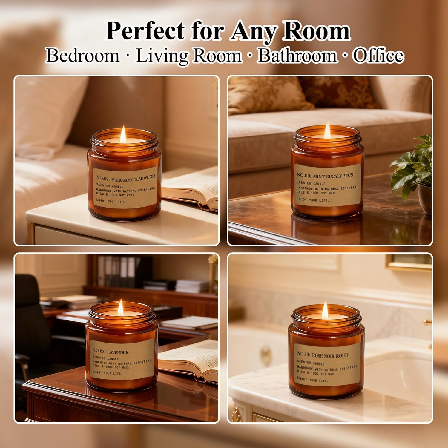 Scented Candles Gift Set,12 Pack Aromatherapy Candles for Home Scented, Aromatherapy Jar Candle Gifts for Women, Natural Soy Wax Amber Candle Set, Scented Candles Set for Birthday Present