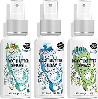 Clean-n-Fresh Toilet Spray, Variety 3 Pack - Ocean Mist/Eucalyptus/Beach Coco, Bathroom & Toilet Odor Elimination, Travel Size Toiletries, Total 5.1 Fl Oz