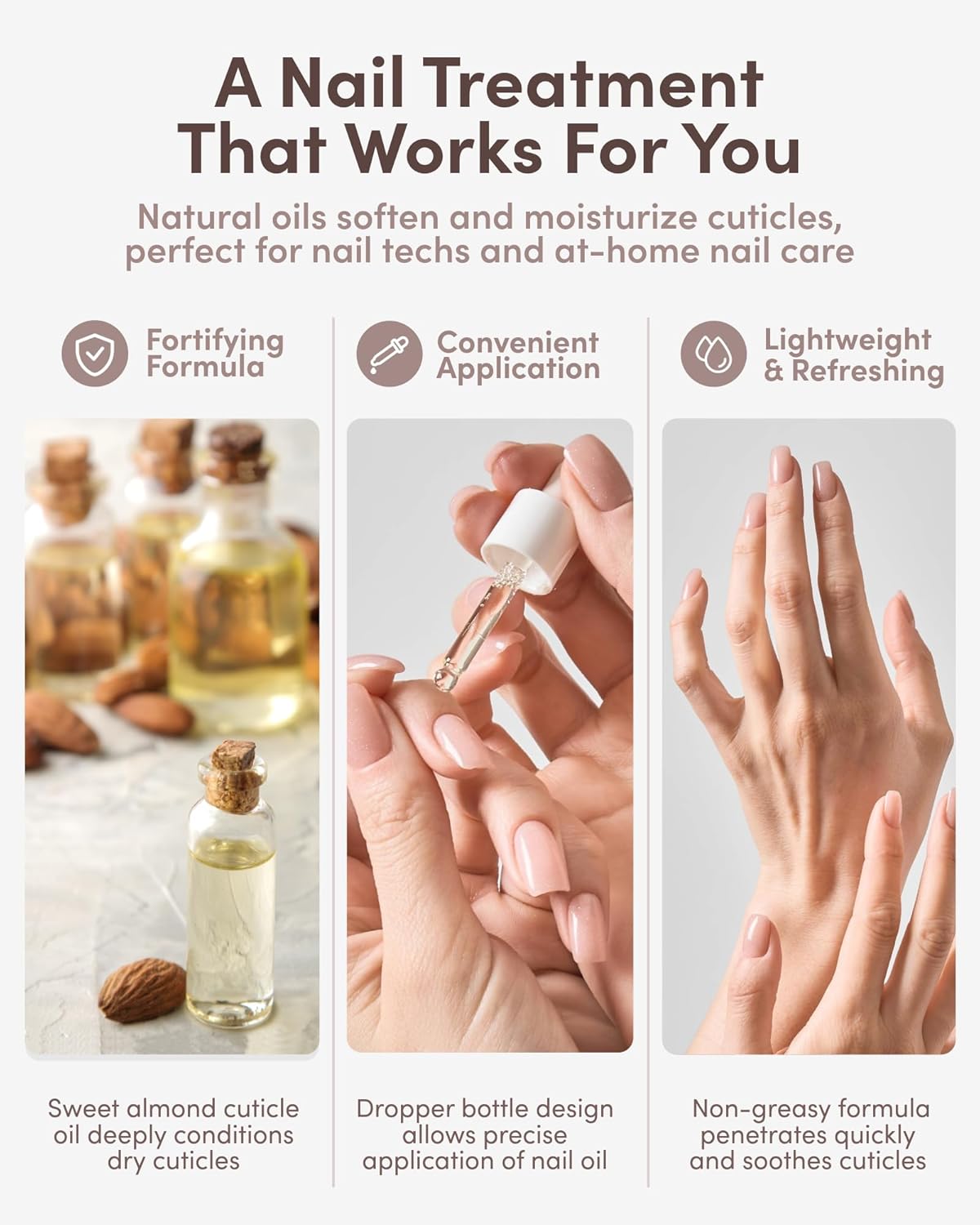 ella+mila Nail Fortifying Cuticle Oil with Sweet Almond & Castor - Moisturizing Formula Promotes Nail Repair & Strength - Vegan - 2.3 fl oz