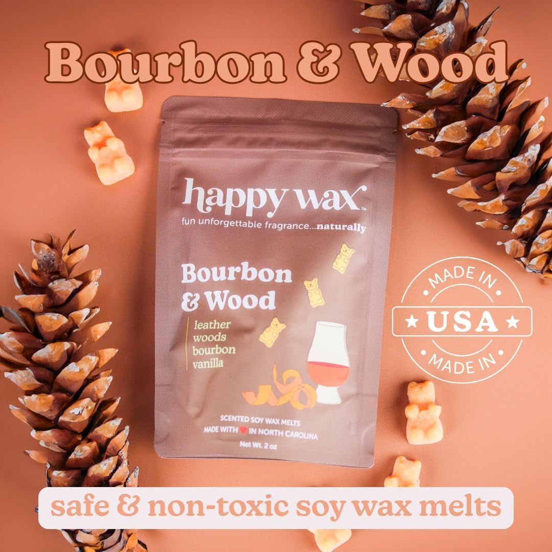 Happy Wax Cozy Cabin Winter Scented All Natural, Non Toxic Soy Wax Melts; 6 Total Oz. of Scented Wax Melts, Collection Includes Bonfire, Bourbon &Wood and Pine Forest