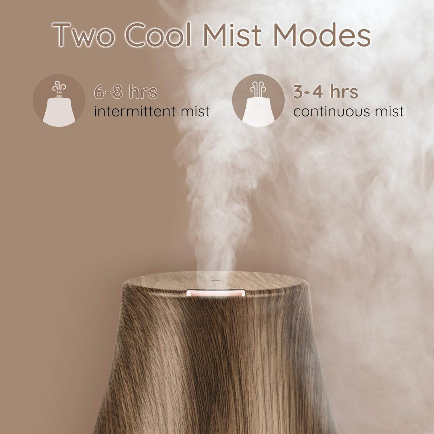 Aromatherapy Essential Oil Diffuser for Room: Air Humidifier Aroma Scent Cool Mist Diffusers Colorful Light Cute Mini Small Waterless Auto Off Ultrasonic for Home Bedroom (Brown Wood Grain)