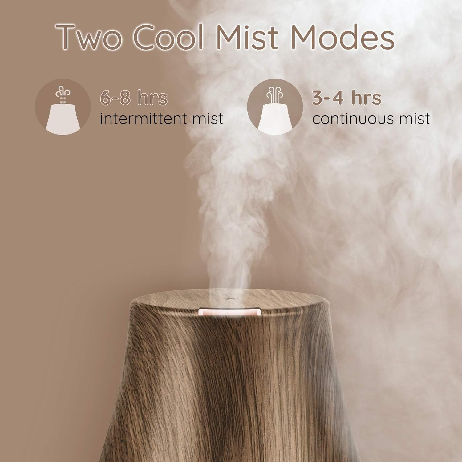 Aromatherapy Essential Oil Diffuser for Room: Air Humidifier Aroma Scent Cool Mist Diffusers Colorful Light Cute Mini Small Waterless Auto Off Ultrasonic for Home Bedroom (Brown Wood Grain)