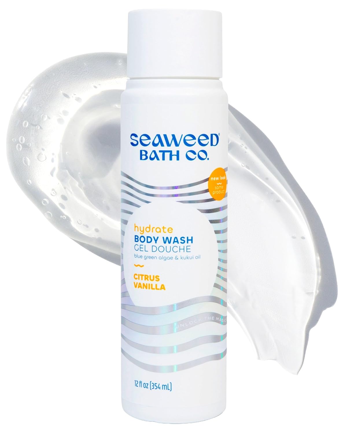 Seaweed Bath Co. Hydrate Body Wash - Citrus Vanilla - Foaming Shower Gel Cleanser with Natural Ingredients - Vegan, Paraben and Sulfate Free - For Women and Men - 12 oz