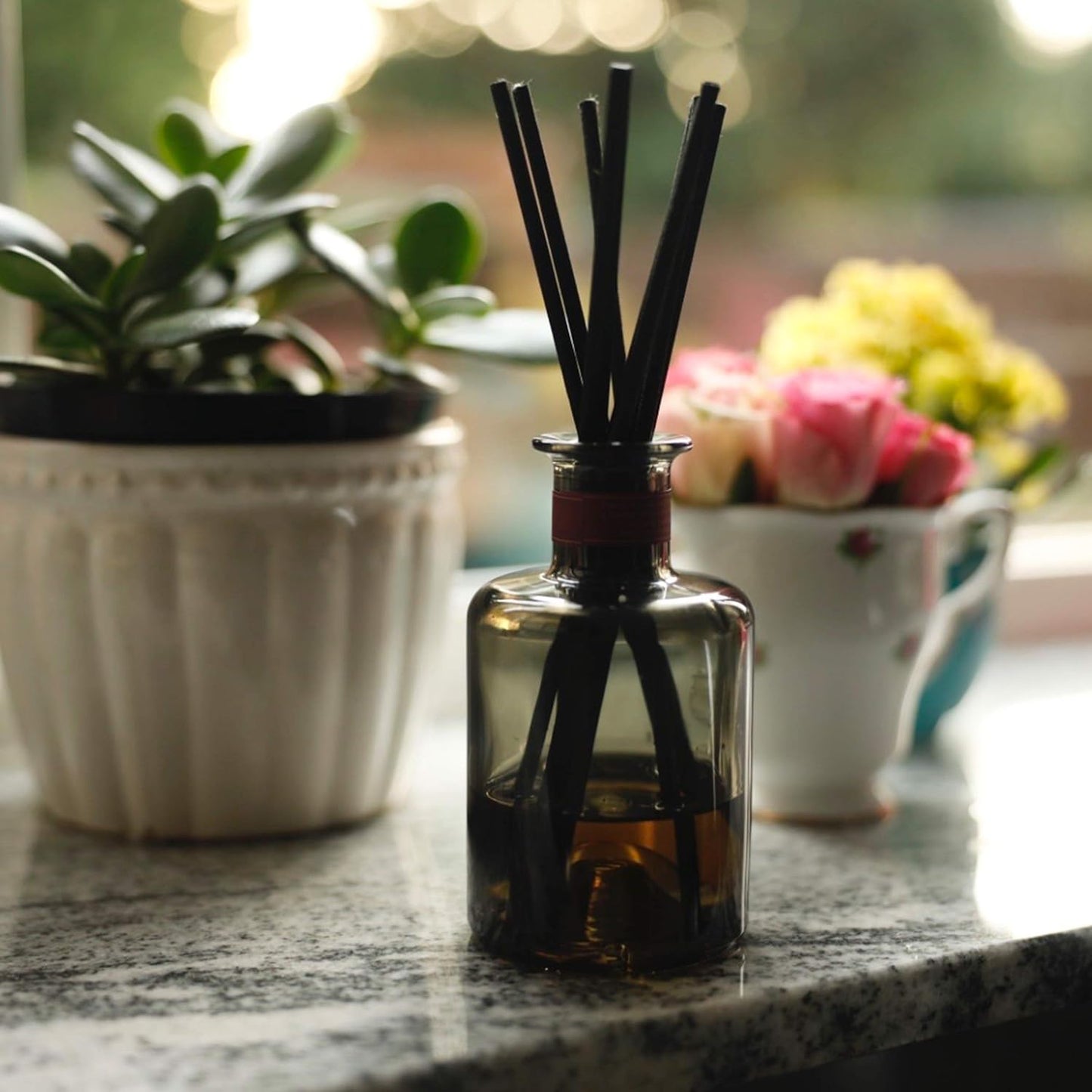 Ziffs Home® 120pcs Black Fibre Reed Diffuser Sticks - 20cm/7.87in x 4mm/0.16in - Thick Reeds Sticks - Fibre Reeds for Diffusers