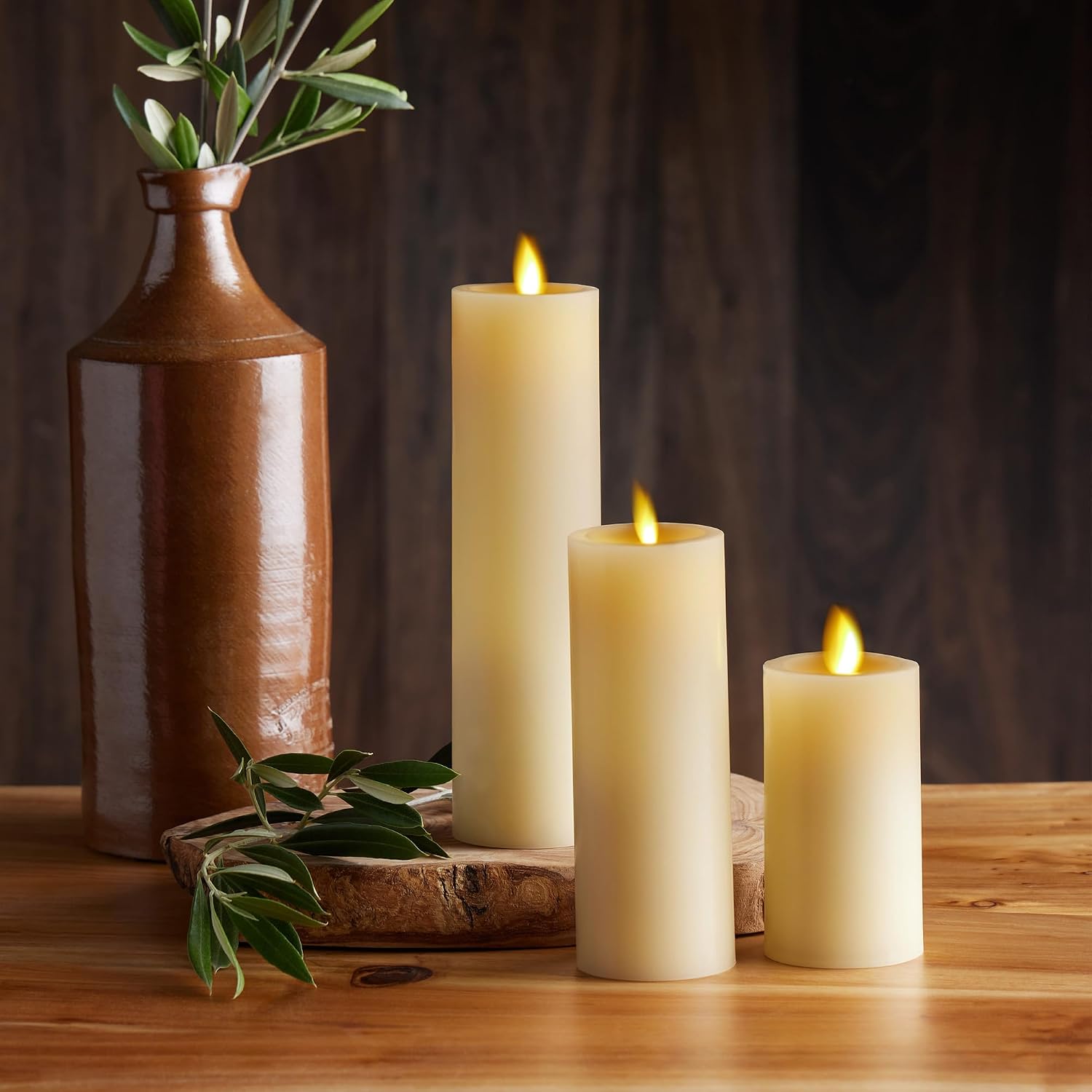 Luminara Classic Slim Flameless LED Candle, Ivory 2" x 4.5, Battery Operated Moving Flame Pillar w/Timer, Safe Realistic Wax Candle, Home Decor