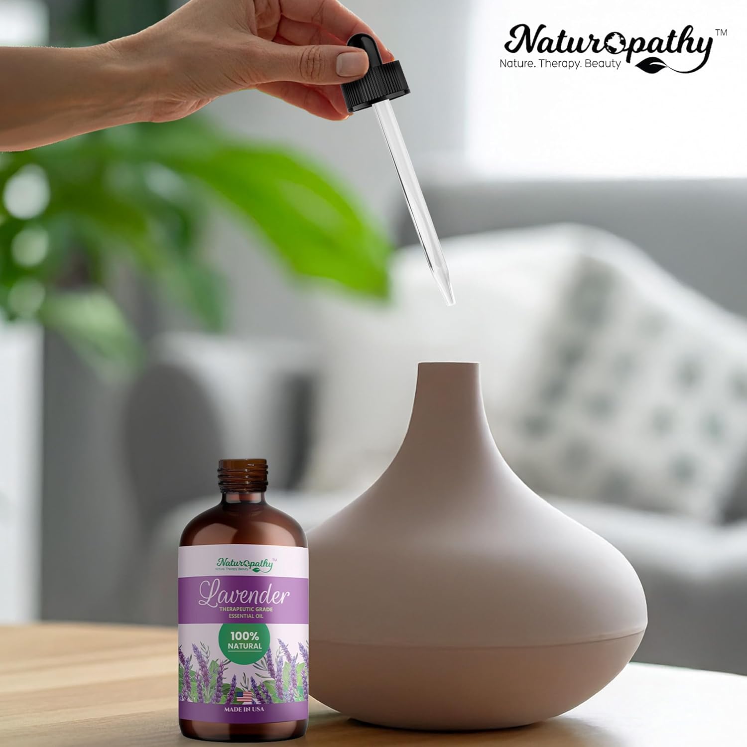 Naturopathy Lavender Essential Oil, 100% Natural Therapeutic Grade, Premium Quality Lavender Oil, 4 fl. Oz - Perfect for Aromatherapy and Relaxation