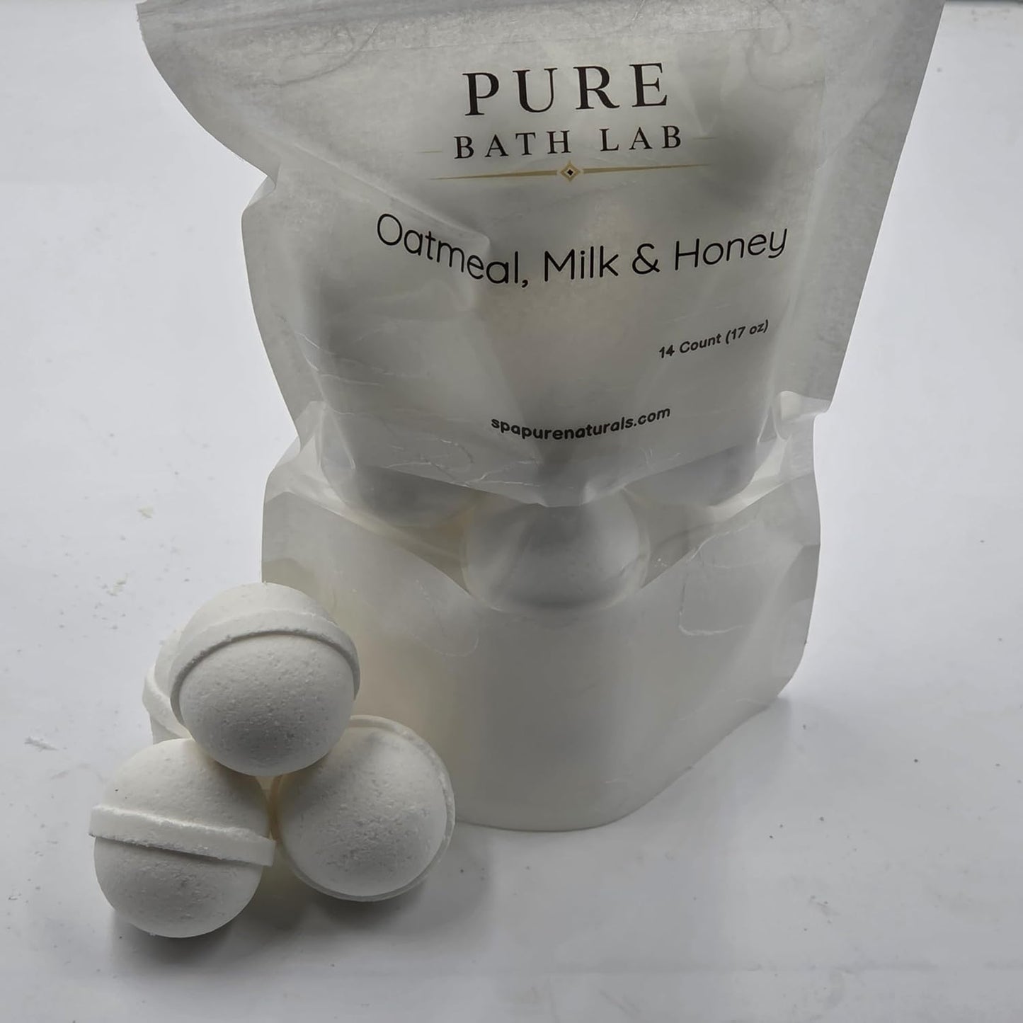 Spa Pure Oatmeal Milk & Honey: Bath Bombs Made in USA, Natural, Shea Butter, Ultra-Moisturizing, Great for Dry Skin (14 Count) Pack of 1