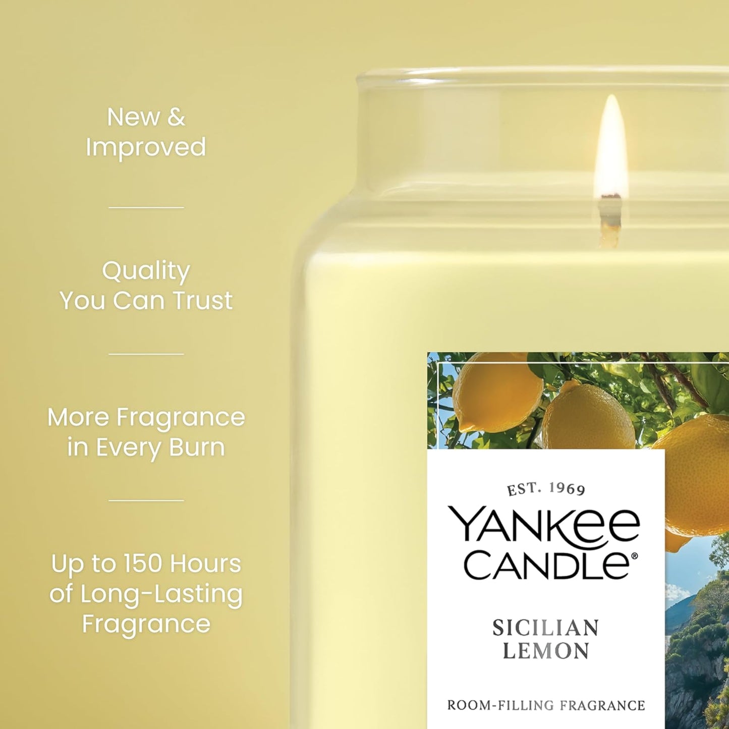 Yankee Candle Sicilian Lemon Scented Candle, 22oz Large Jar with up to 150 Hour Burn Time, Giftable