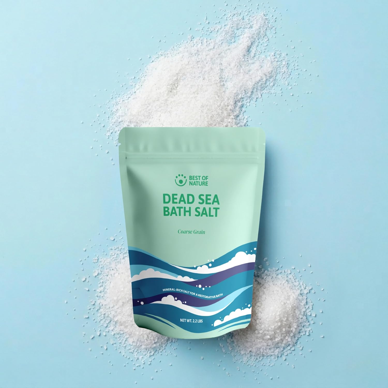Best of Nature Dead Sea Salt 2.2 lb Coarse Grain Bath Soak Salt, Mineral-Rich Crystals, Resealable Bag, Made in the USA