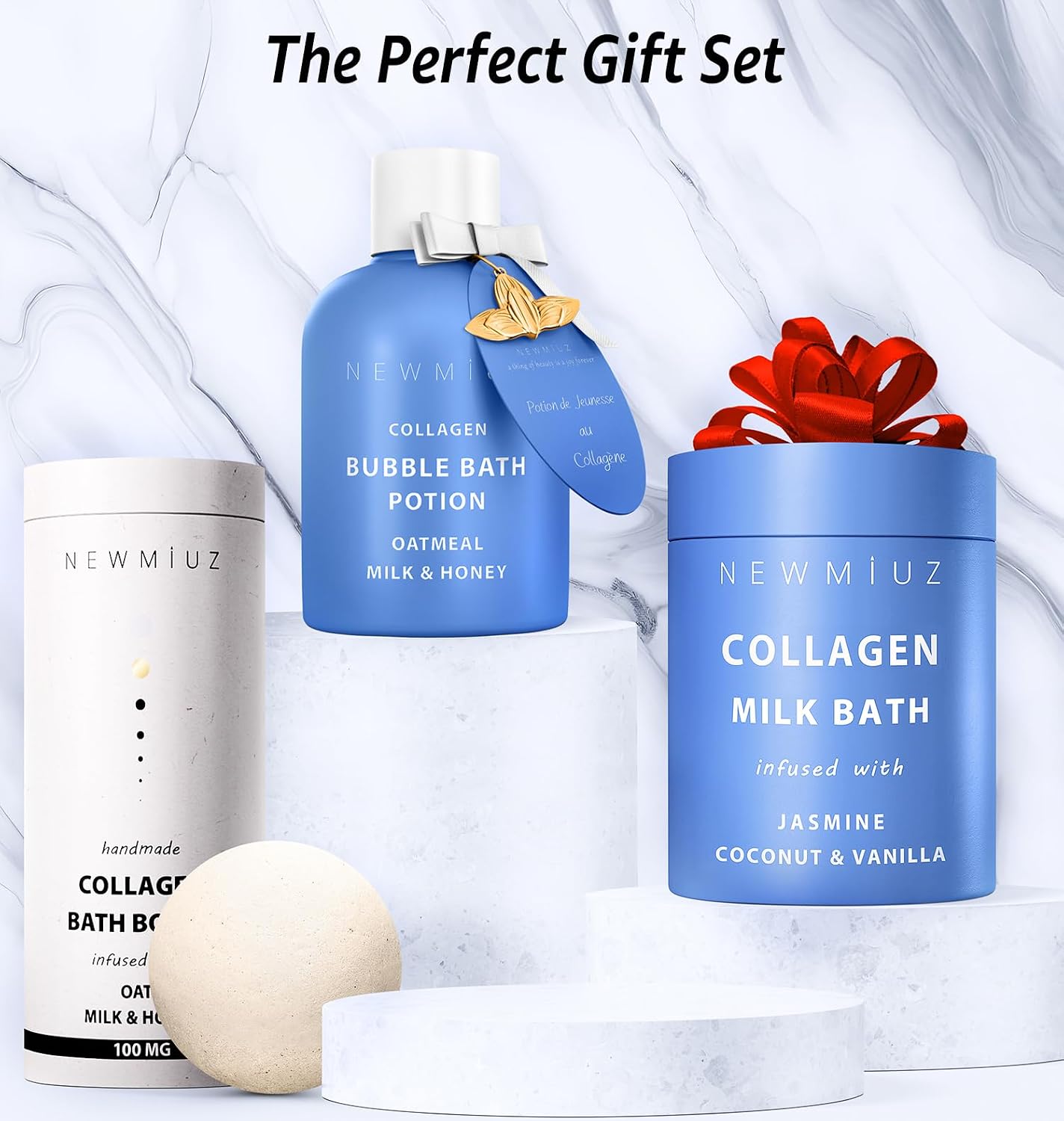 Creamy Coconut Collagen Milk Bath Soak Powder Moisturize & Soften Skin – Vanilla Jasmine Luxury Spa Bubble Bath Salt Mother's Birthday Christmas Relaxation Gifts for Women Perfect Stocking Stuffers
