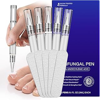 Toenail Fungus Treatment Extra Strength, Nail Fungus Pen, 25% Undecylenic Acid with added Tea Tree Oil, Jojoba, Clove Bud Oils & Aloe, Fast-Acting Solution for Toe & Fingernail Fungi, 5PCS