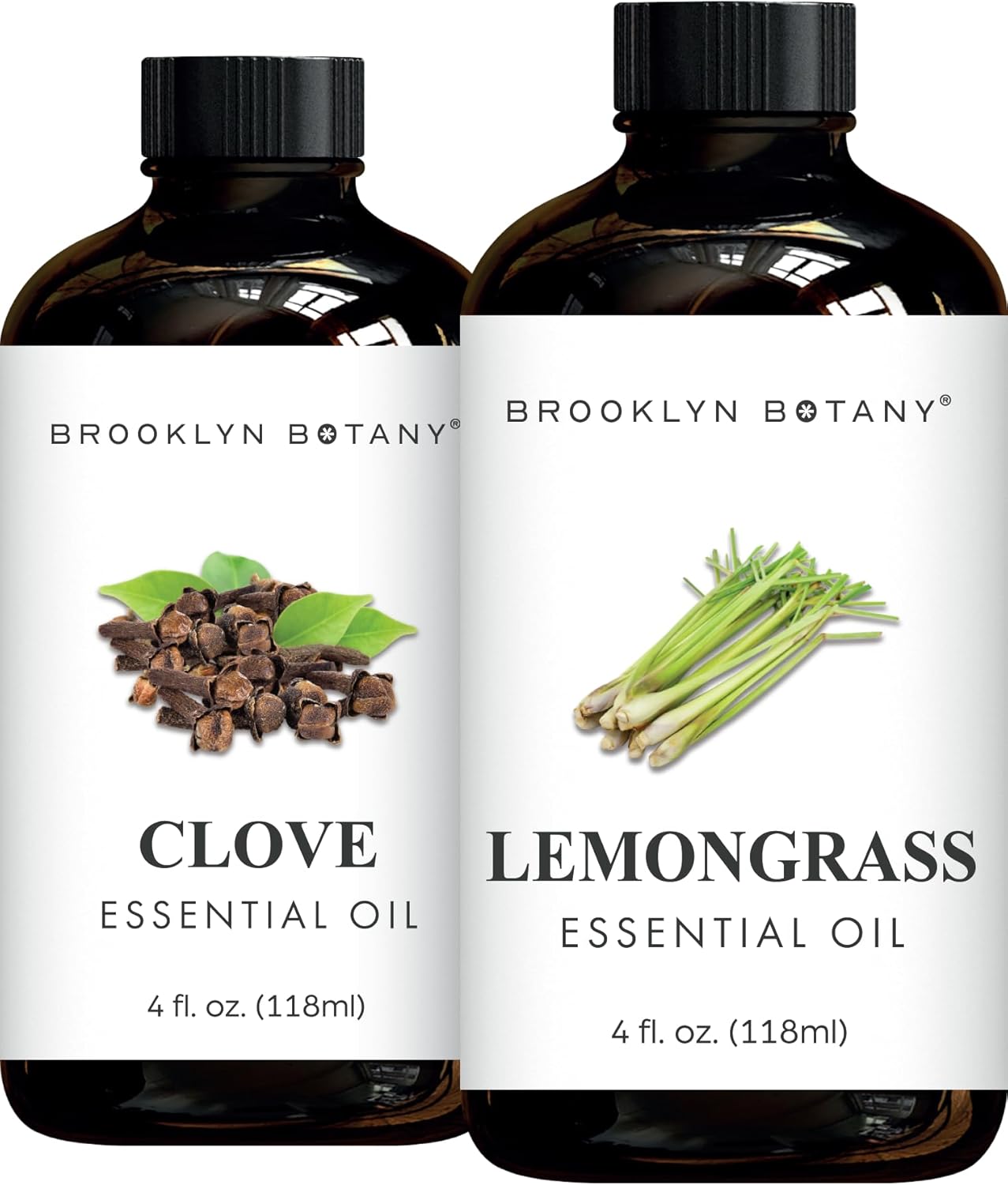Brooklyn Botany Clove & Lemongrass Essential Oils – 4 Fl Oz (Pack of 2) – 100% Pure & Natural – Uplifting & Cleansing Aromatherapy Blend