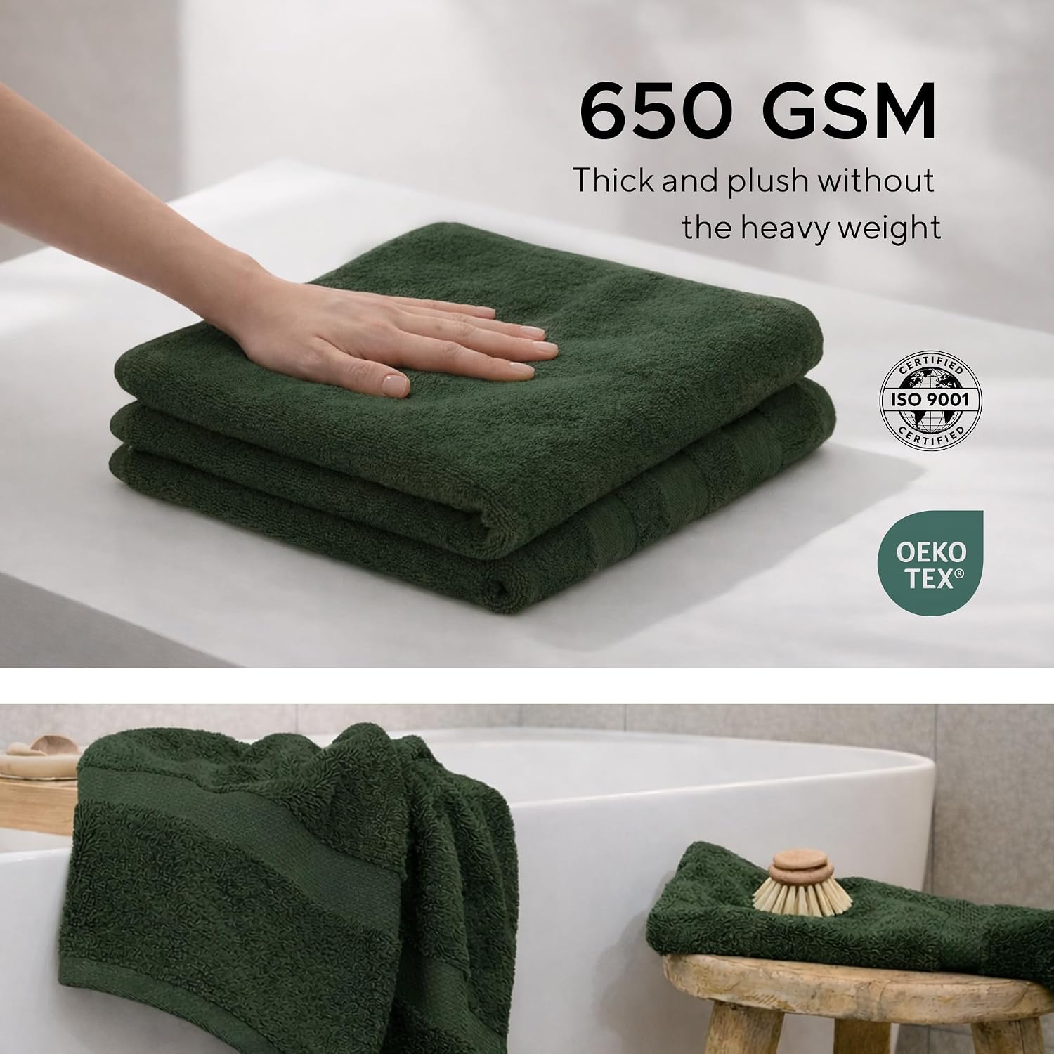 Luxury Hotel & Spa, Turkish Cotton Dark Green Towels Bathroom Sets | 6 Pieces Dark Green Bath Towels Soft and Absorbent Green Towel Set for Your Bathroom