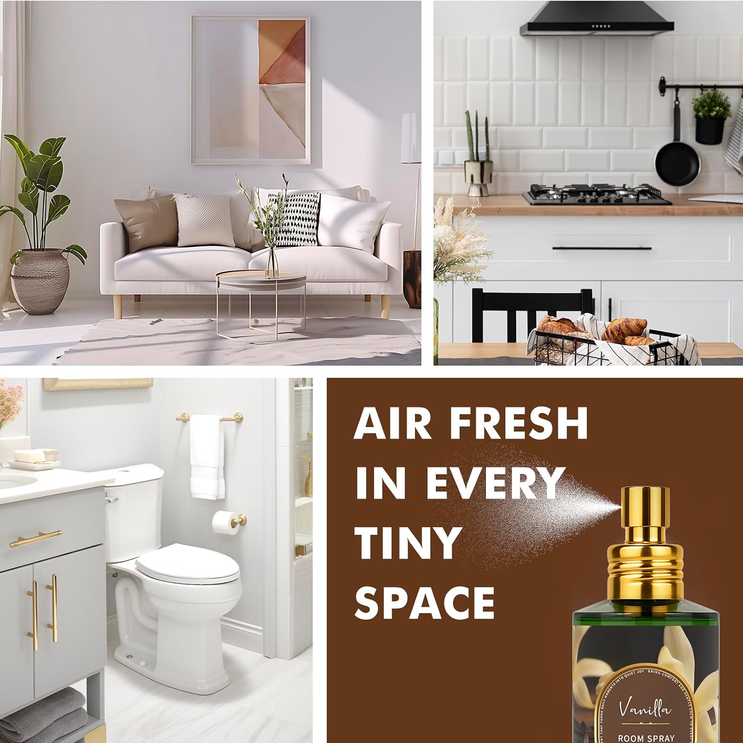 Vanilla Room Spray 2 Pack, 3.4oz/100ml Each – Long-Lasting Air Freshener & Odor Eliminator for Home, Bathroom, Bedroom & Office, Concentrated Room Spray