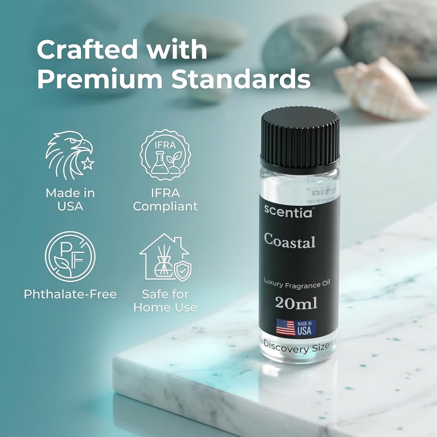 Scentia Coastal (Cabana) Aromatherapy Oil for Diffuser – Hotel Scent Inspired by 5-Star Spa – 20 mL – Jasmine, Bergamot & Sea Breeze Natural Fragrance Oil for Waterless & Cold Air Diffusers