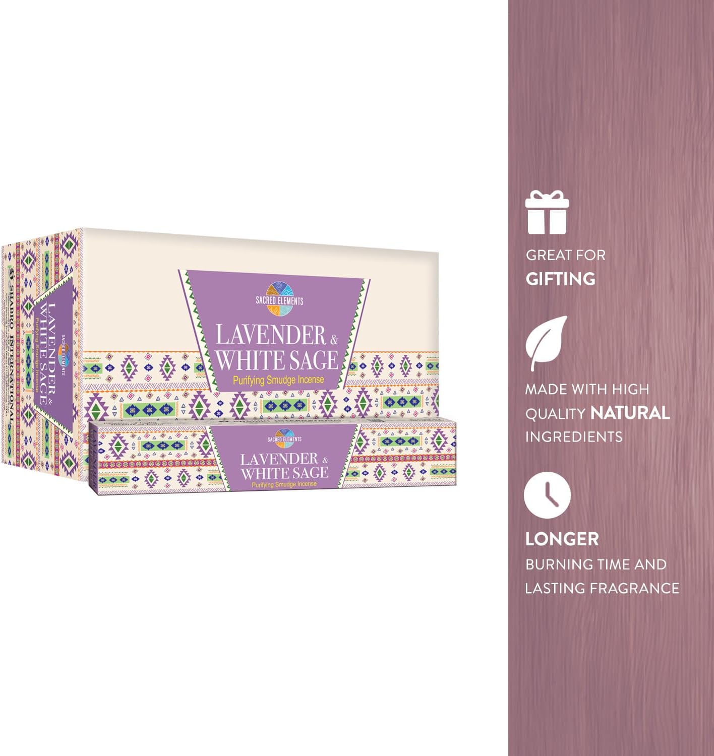 Sacred Element's Lavender & White Sage Masala Incense Sticks – Calming Aromatherapy Blend for Meditation, Relaxation & Cleansing – Perfect Fall or Housewarming Gift – 15g Pack (Total 100+ Sticks)