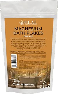 H.E.A.L. Magnesium Bath Flakes with Orange Essential Oil- 7oz for Joints, Muscles and Radiant Skin