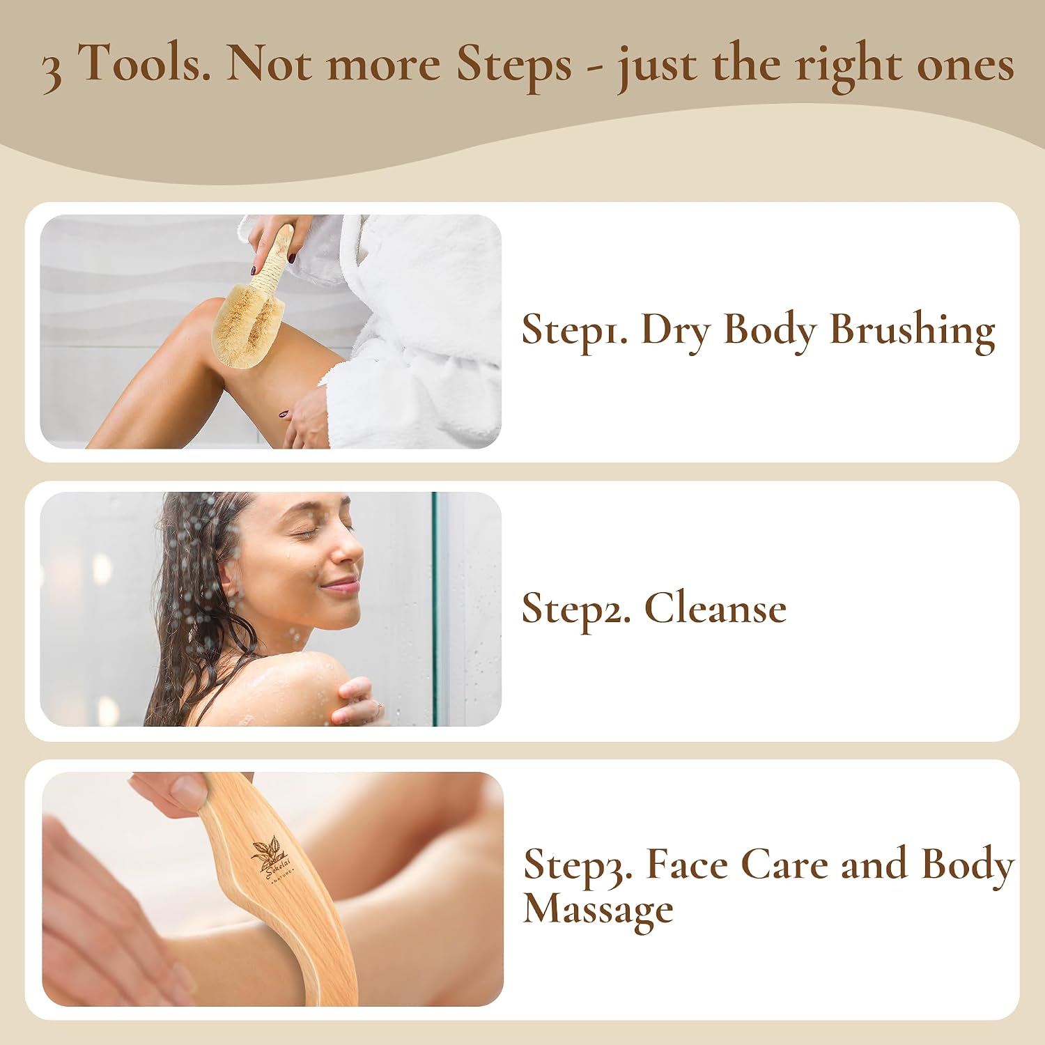 Dry Body Brush Set for Lymphatic Drainage, Natural Sisal Bristle Dry Brushing Body Brush, Wood Therapy Kit with Wooden Acupressure Massage Tools for Face and Body Gua Sha
