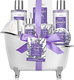 Mother's Day Gift, Spa Gift Basket for Women, 8pcs Lavender Spa Kit Set with Body Wash, Bubble Bath, Scrub, Bath & Beauty Skin Care Gift Sets, Christmas Gifts Set for Women, Her, Mom