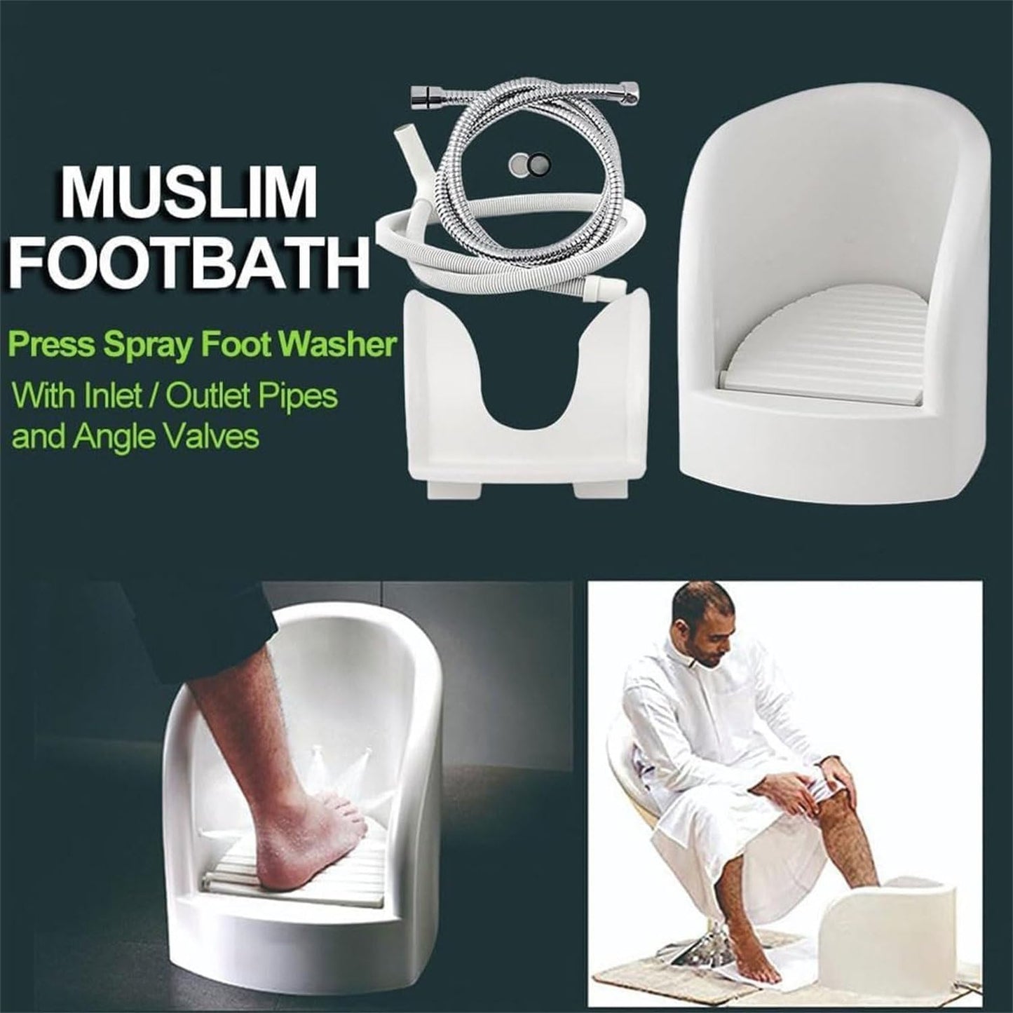 Rinse Foot Bath, Press Spray Foot Washer, with Angle Valves and Inlet/outlet Pipes, Pedicure Footbath, Promote Blood Circulation and Revitalization