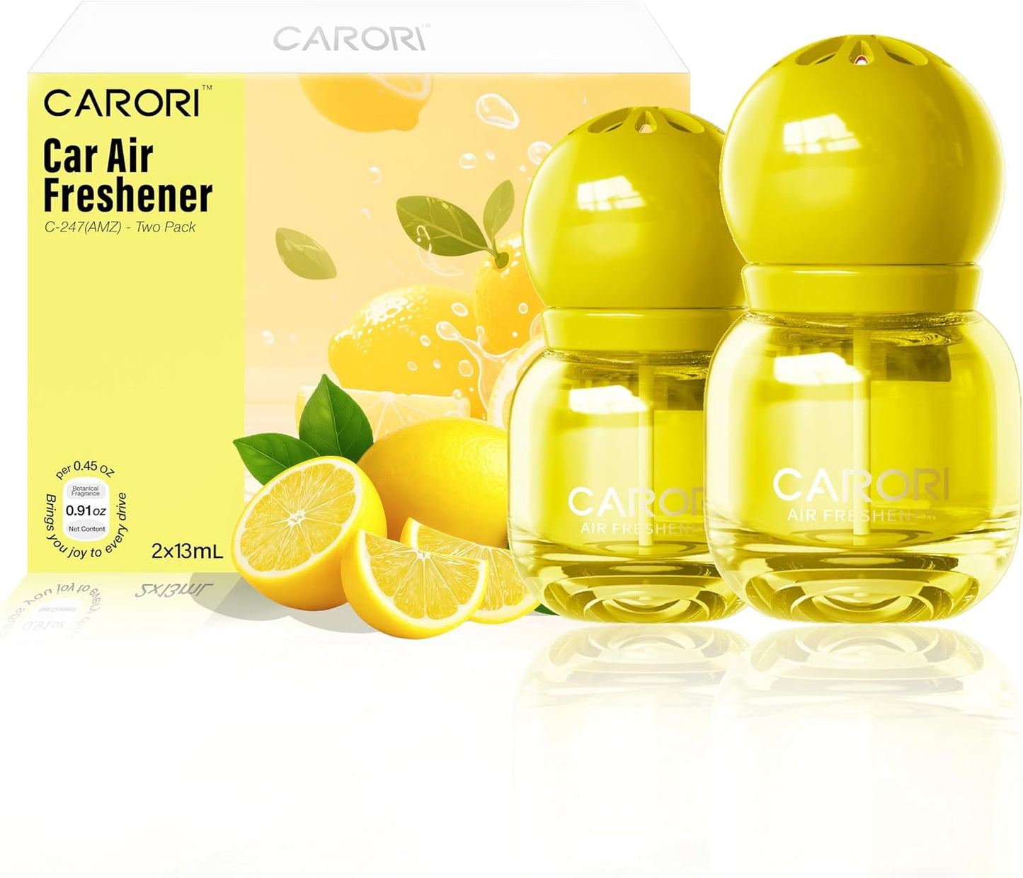 Carori Cute Car Air Freshener 2 Pack, Lightbulb-Shaped Car Fresheners, Automotive Vent Clip, Long Lasting Scent, Essential Oils, Cute Car Accessories for Women, Orange Scent (Lemon)