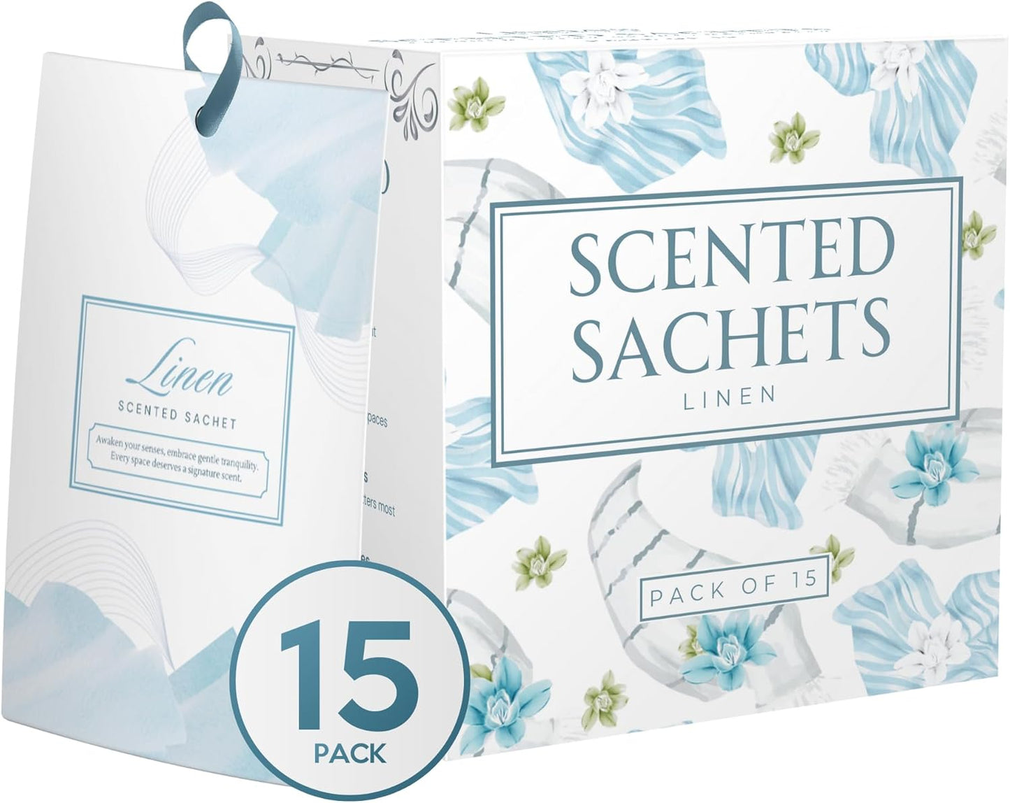 15 Pack Fresh Linen Sachets for Drawers and Closets, Scented Sachets for Drawers, Closet Freshener Sachet for Drawers to Refresh Any Space, Fresh Linen Sachet Bags, Scented Drawer Fresheners
