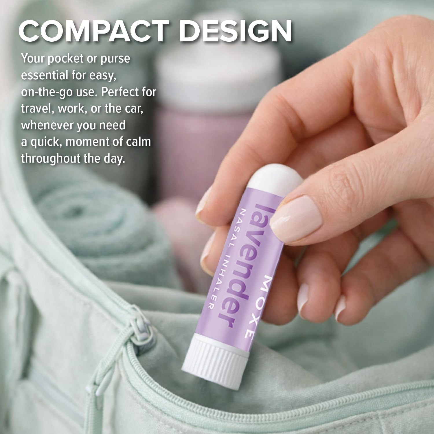 MOXE Lavender Essential Oil Nasal Inhaler, Therapeutic No-Mess Aromatherapy, Relaxation, Naturally Calming, Before Sleep Routine, Uplifts Mood, Pure and Undiluted, Made in USA (1 Pack)