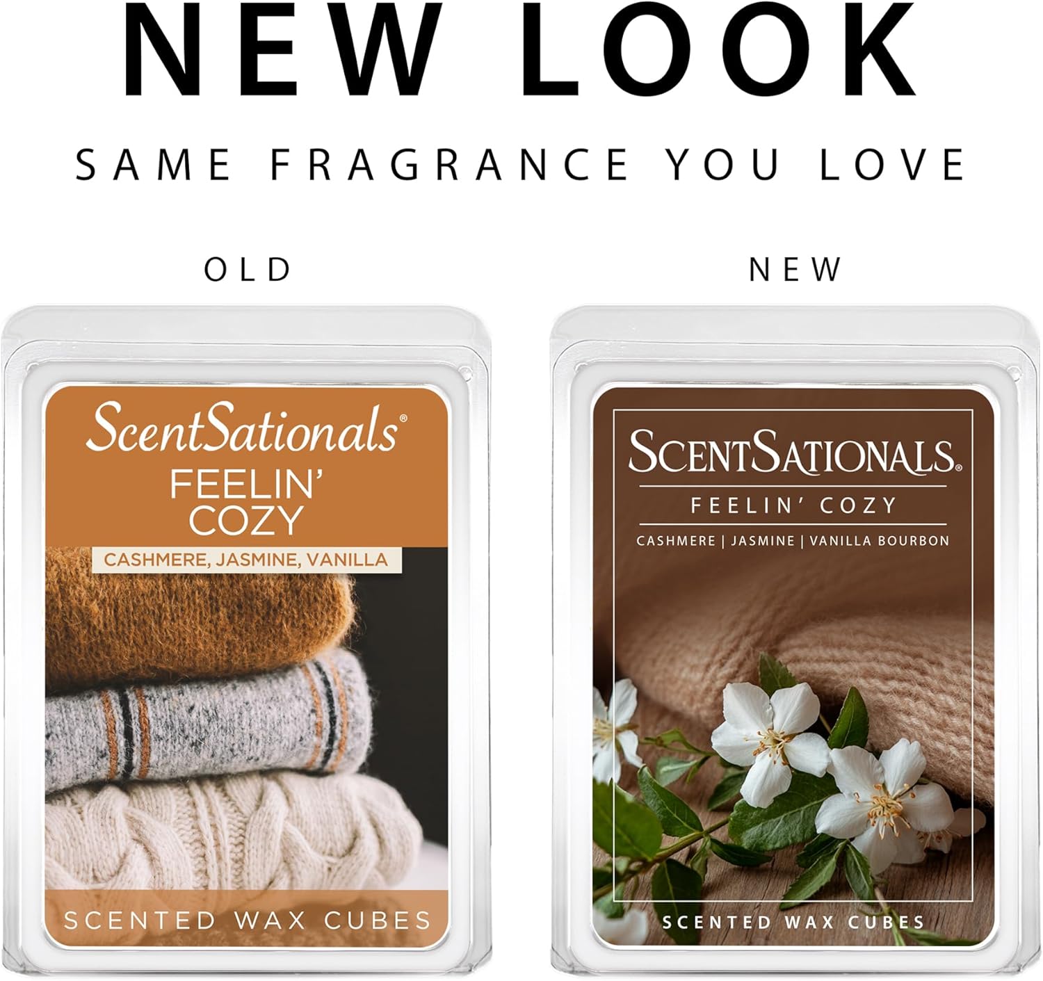Scentsationals Feelin' Cozy Scented Wax Melts - Cashmere, Jasmine, & Vanilla Bourbon, 10oz (24 Cubes)