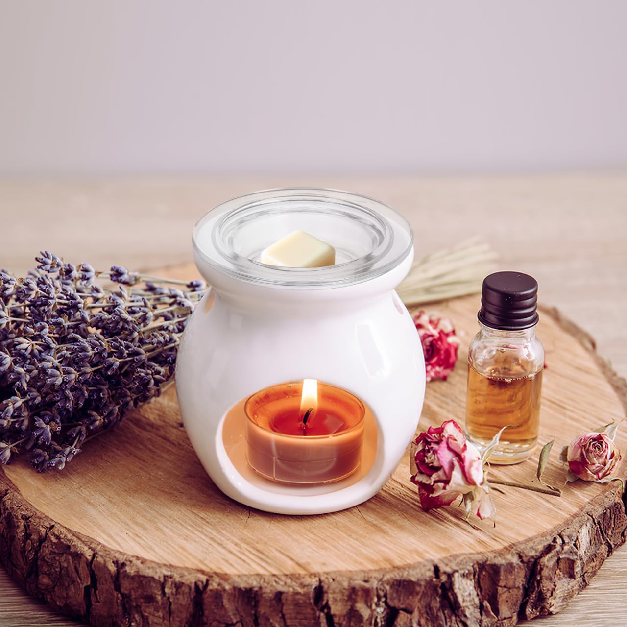 1Pc Wax Warmer Replacement Dish, 4.6in Glass Heating & Melting Plate Round Aromatherapy Tray, Candle Bowl Replacement Wax Heating Tray Oil Melting for Home Office (Inner Diameter 3.5in)