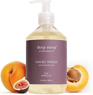 Deep Steep Liquid Hand Wash, Fig Apricot, 17.6 oz – Moisturizing Cleanser with Olive Oil, Aloe Vera, Glycerin & Hyaluronic Acid – Vegan, Clean Beauty, Soft & Nourished Hands
