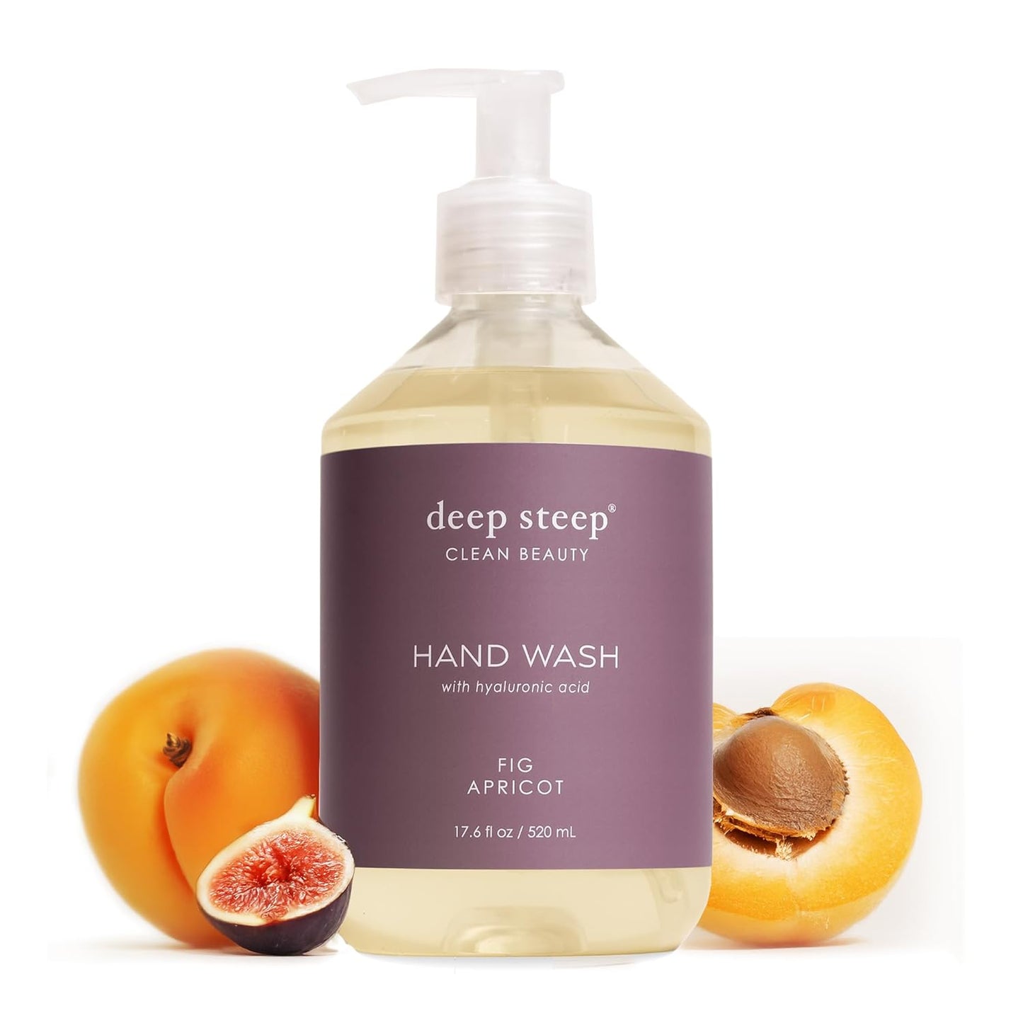 Deep Steep Liquid Hand Wash, Fig Apricot, 17.6 oz – Moisturizing Cleanser with Olive Oil, Aloe Vera, Glycerin & Hyaluronic Acid – Vegan, Clean Beauty, Soft & Nourished Hands