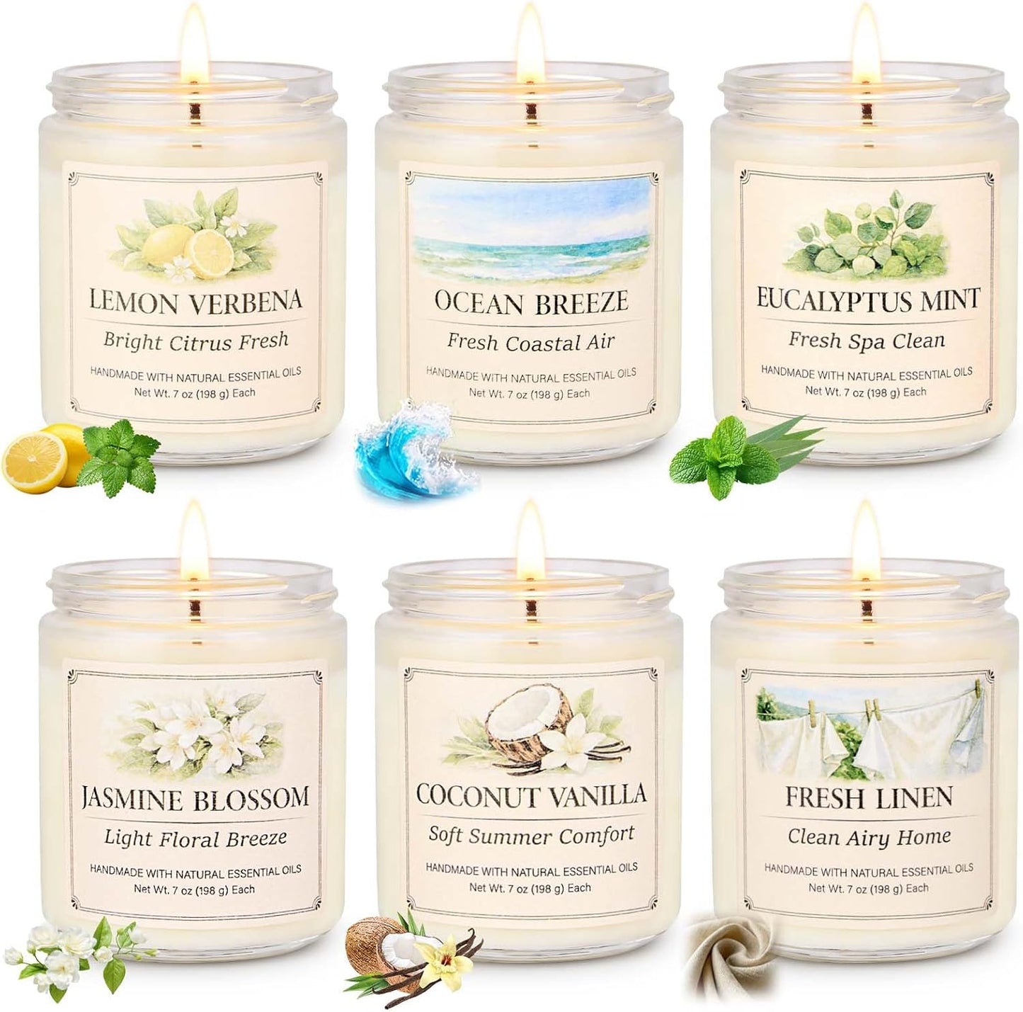 YINUO LIGHT 6 Pack Scented Candles Gift Set, 42 oz Soy Wax Glass Jar Candles for Home, Up to 300 Hour Burn, Aromatherapy Candle Set, Birthday Housewarming Gifts for Women Mom