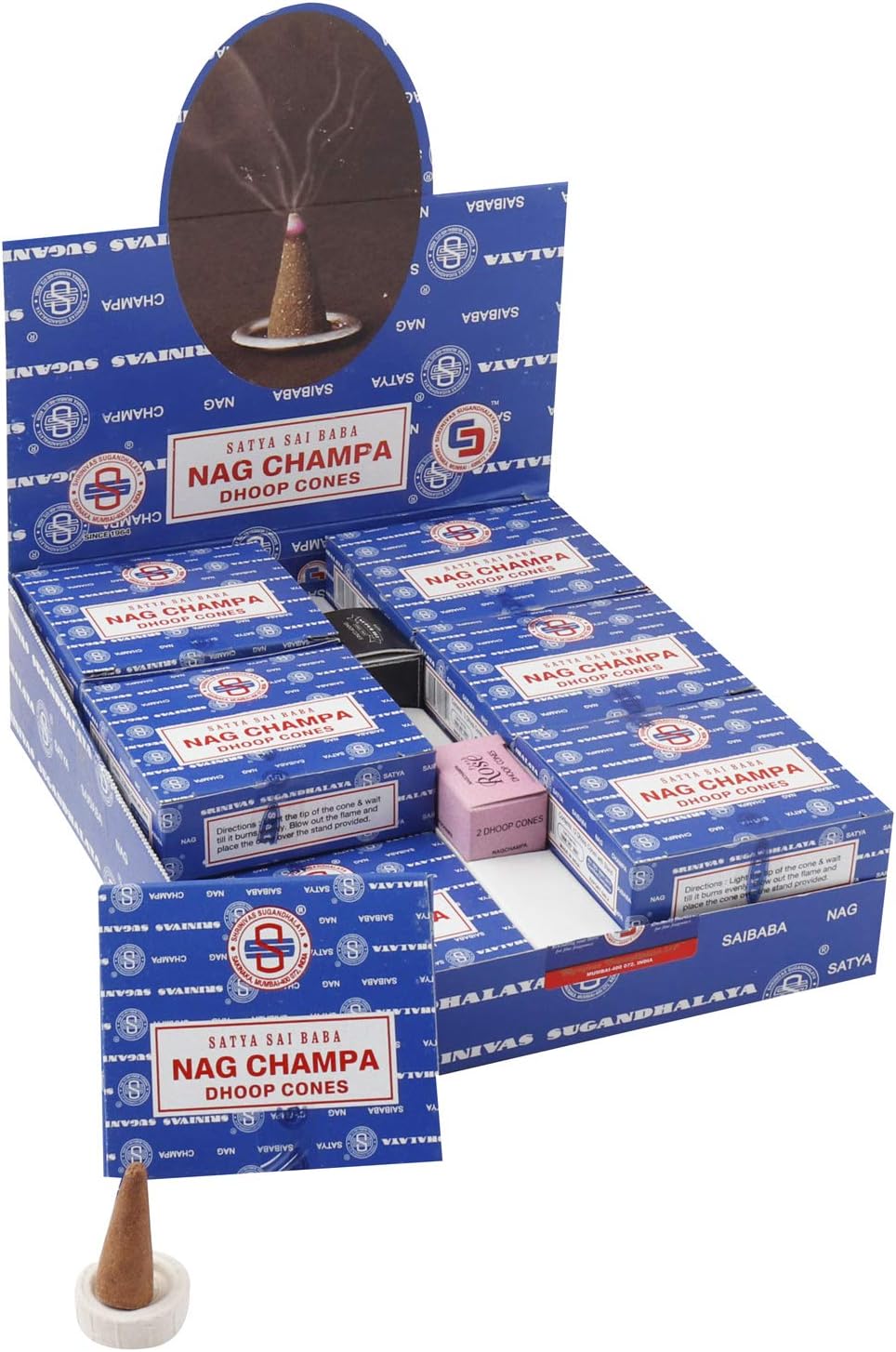 Satya 01431 Nag Champa Incense Dhoop Cones, 12 Packs x 12 Pieces