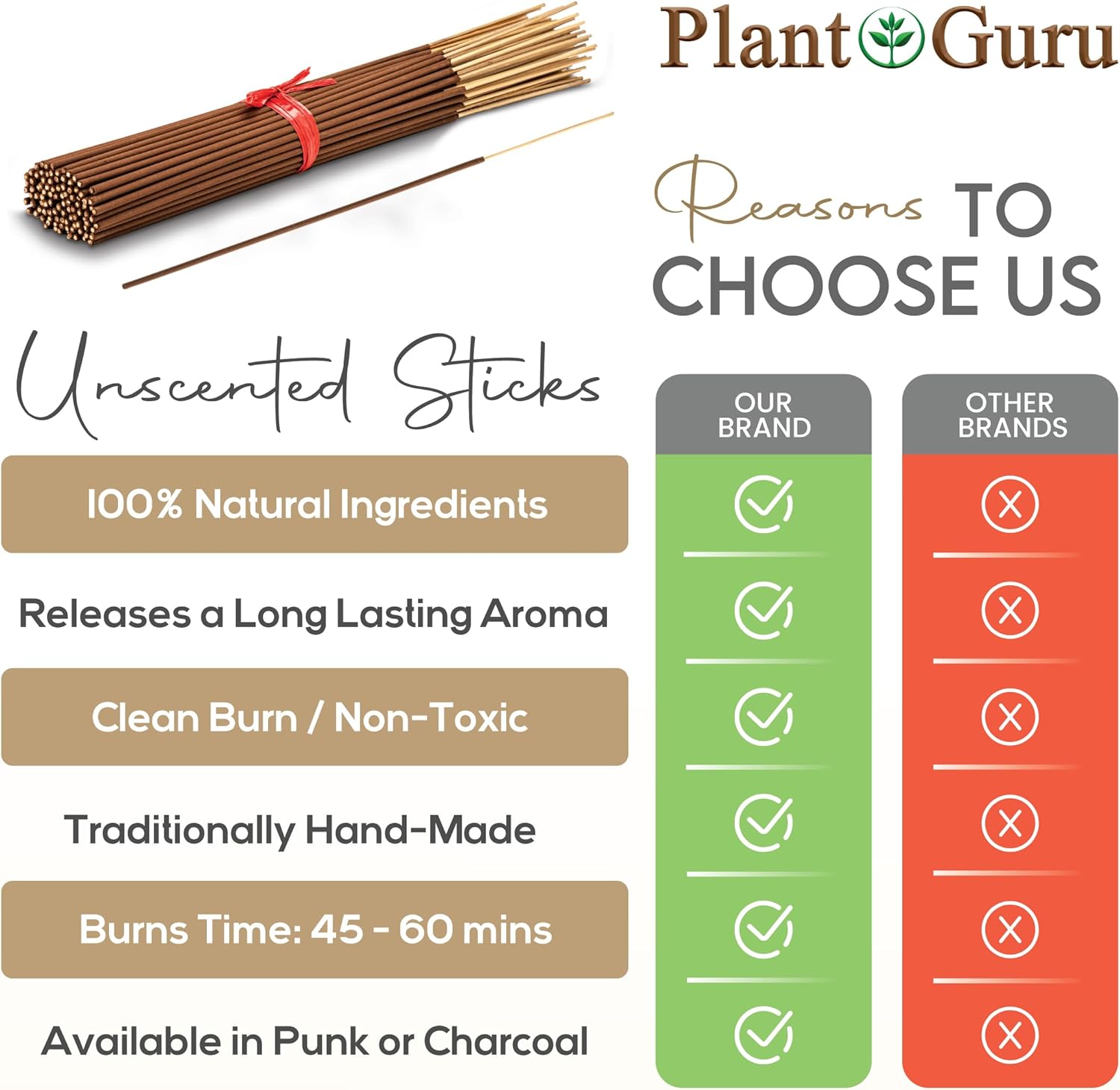 1000 Unscented Incense Sticks 11" Bulk - 100% Natural Joss and Bamboo Punk Blanks - Great for DIY Aromatherapy Incense Making.