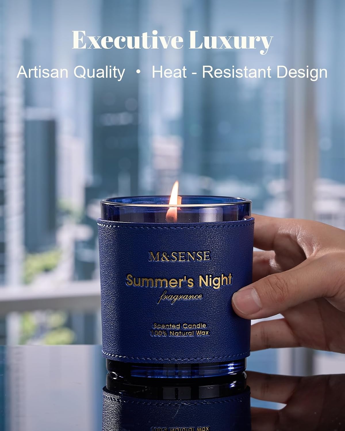 M&SENSE Summer Night Scented Candles | Vegan Soy Wax, No Toxin, 10oz, 42-Hour Slow Burning Time, Air Purifying Aromatherapy