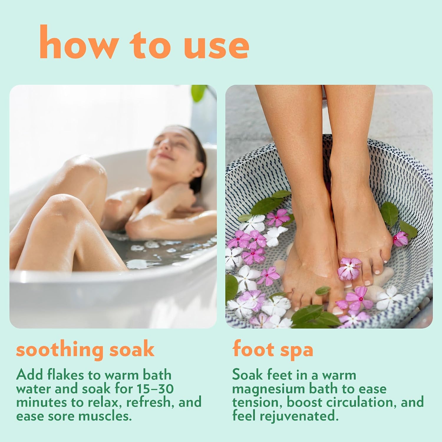Magnesium Salt Flakes - Magnesium Chloride Flakes for Bath Soaks, Alternative to Epsom Salts for Foot & Body, for Relaxation and Skin Hydration, 1.75 lb
