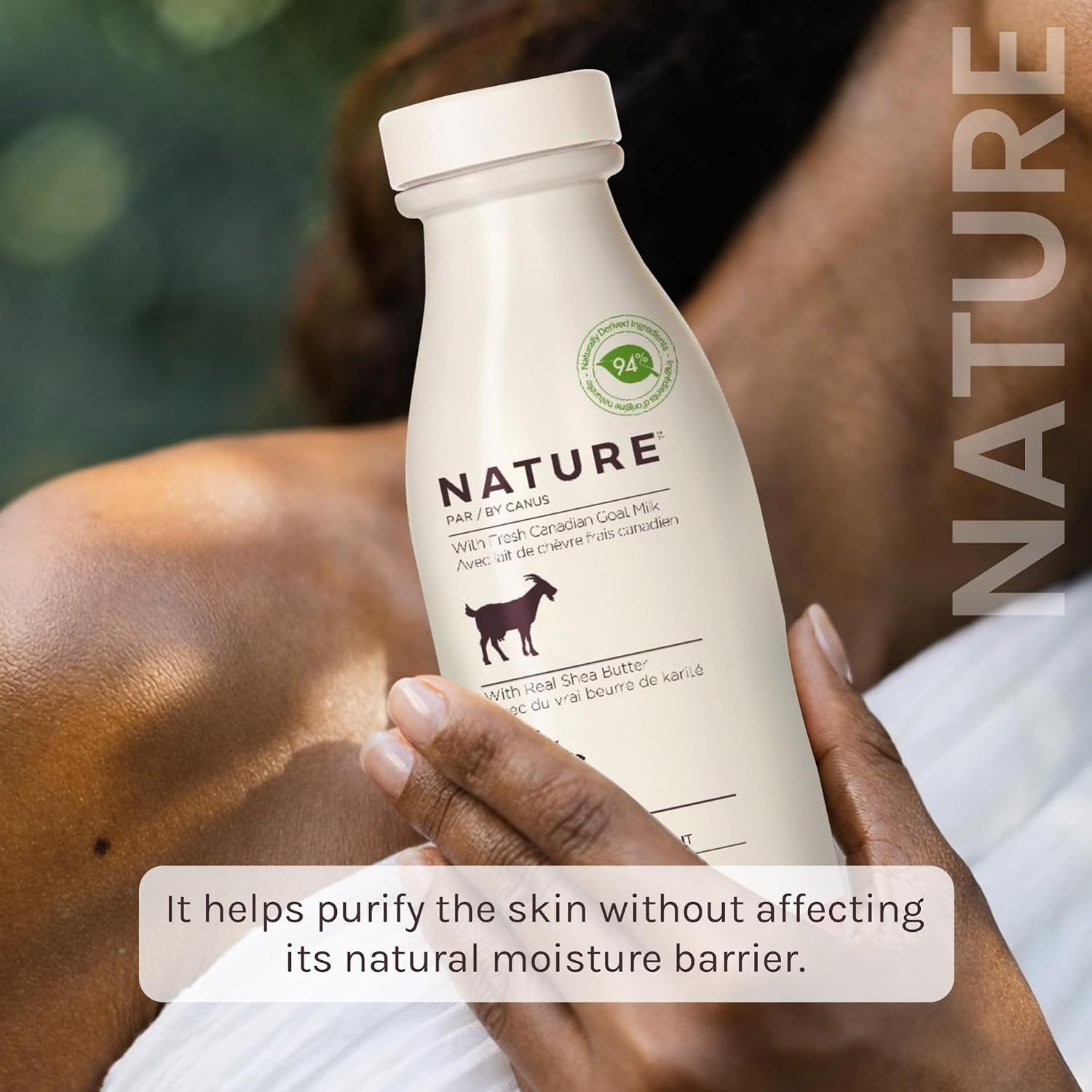 Goat Milk Foaming Bath with Shea Butter, 27.1 Fl Oz, Fresh Canadian Goat Milk with Vitamin A B3 Potassium Zinc Selenium, Nature by Canus